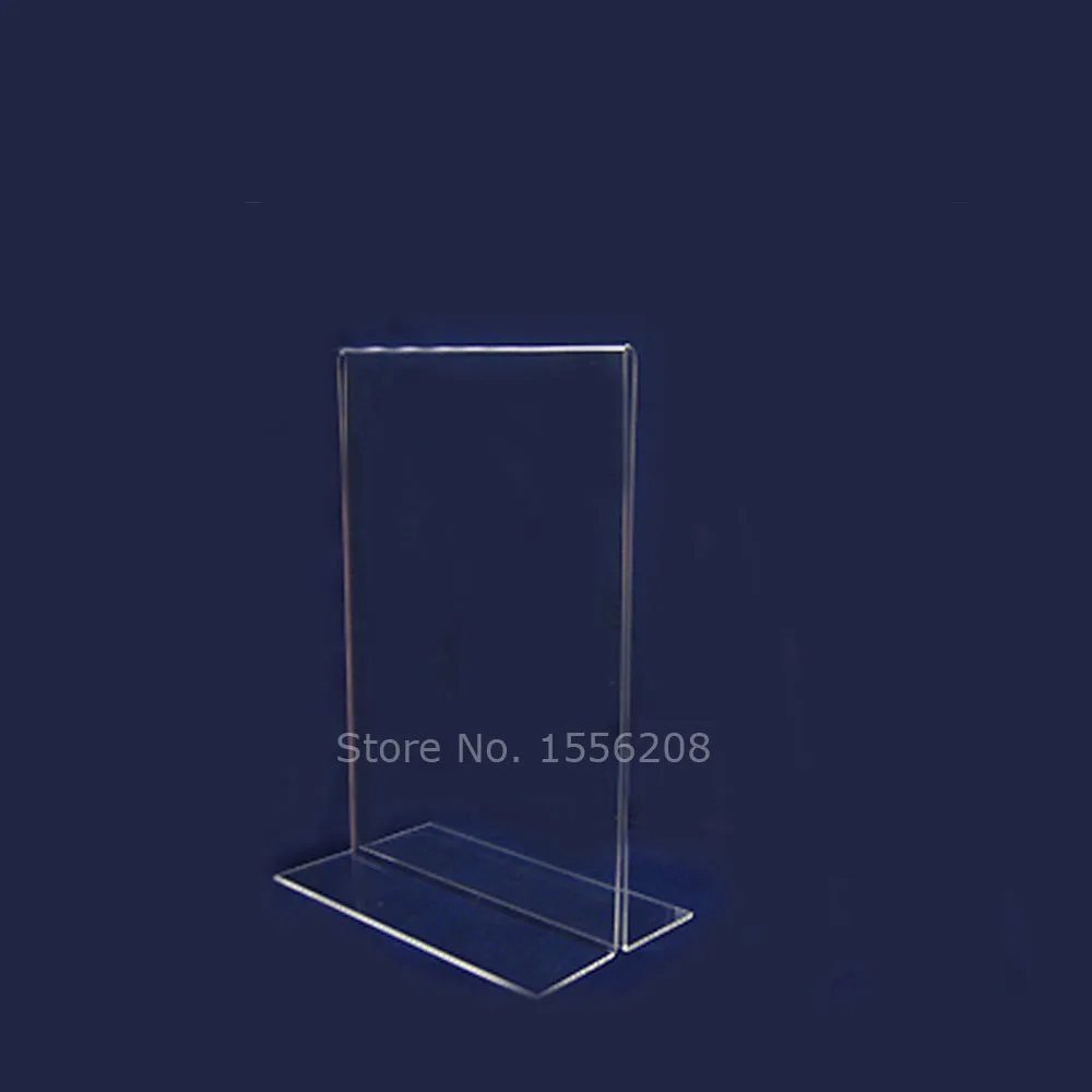

Acrylic T Shape Table Top Display Stand Vertical Double-Sided Stand Up Sign Holder Bottom Load Portrait Style Menu Ad Frame