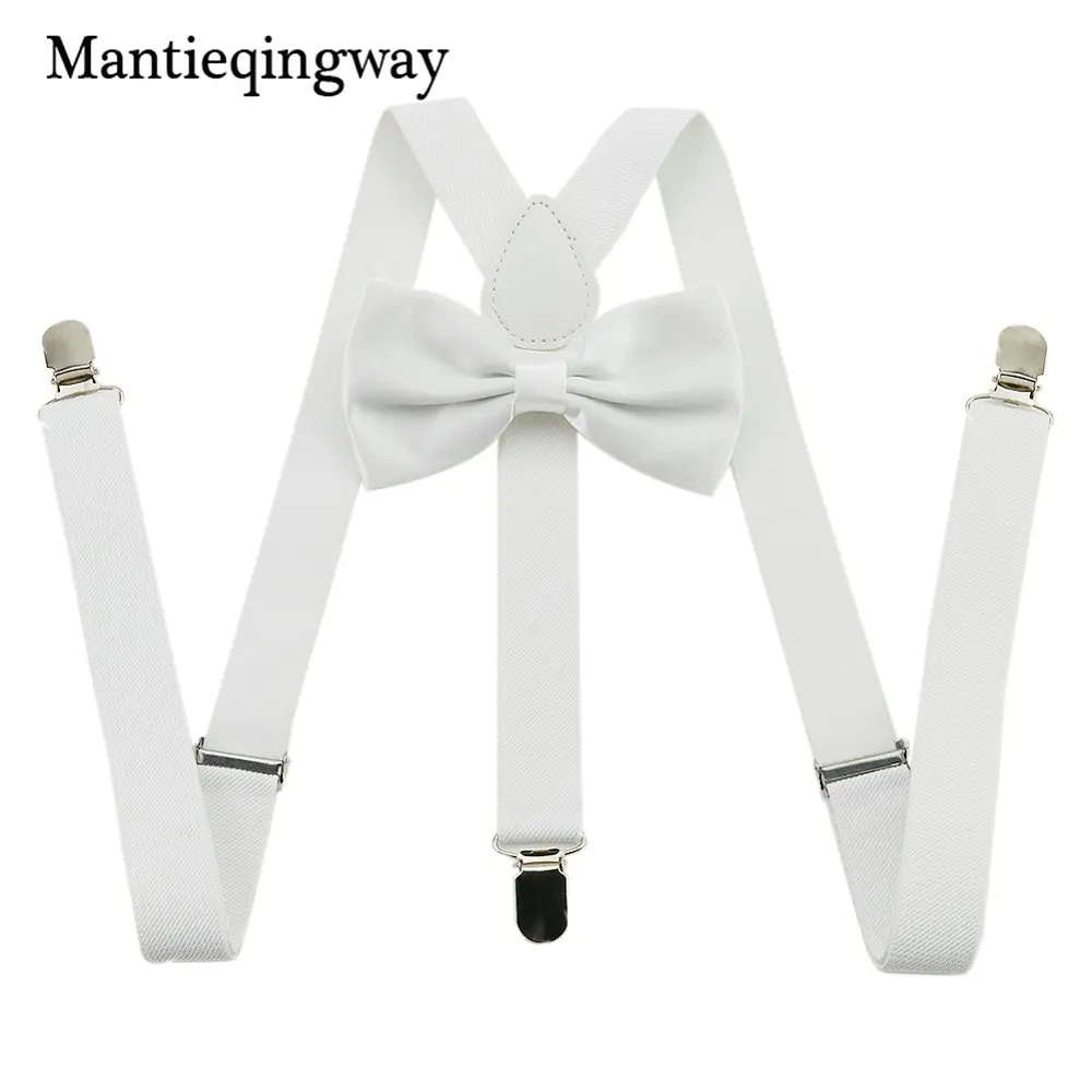 white Mantieqingway 2,5 см для взрослых 3 зажима Y сзади эластичные галстуки-бабочки с подтяжками набор подтяжек подтяжки шеи галстуки брекет ремень для мужчин - Цвет: white