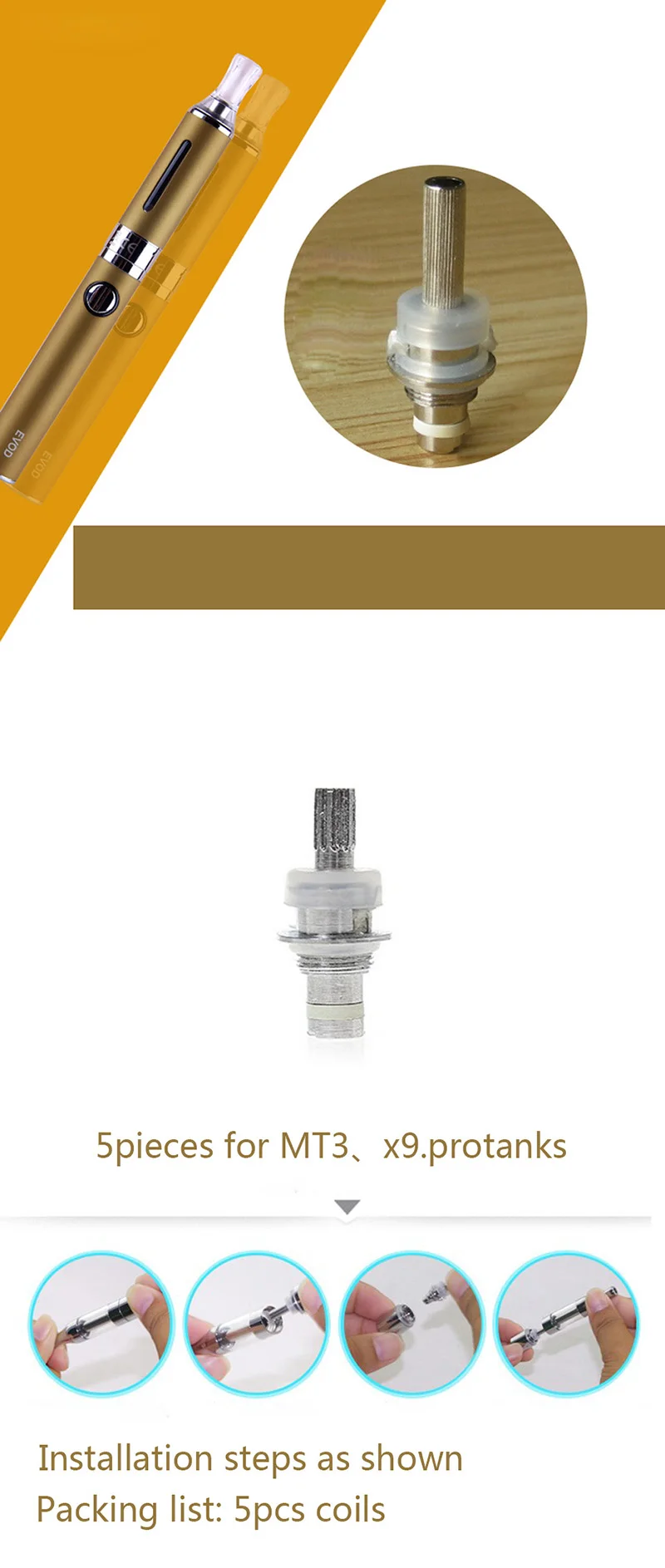 JVSURF 5 шт. 1.5ohm 1.8ohm 2.2ohm 2.5ohm 2.0ohm для EVOD MT3 T3S protantank мини замена катушки электронная сигарета атомайзер ядер