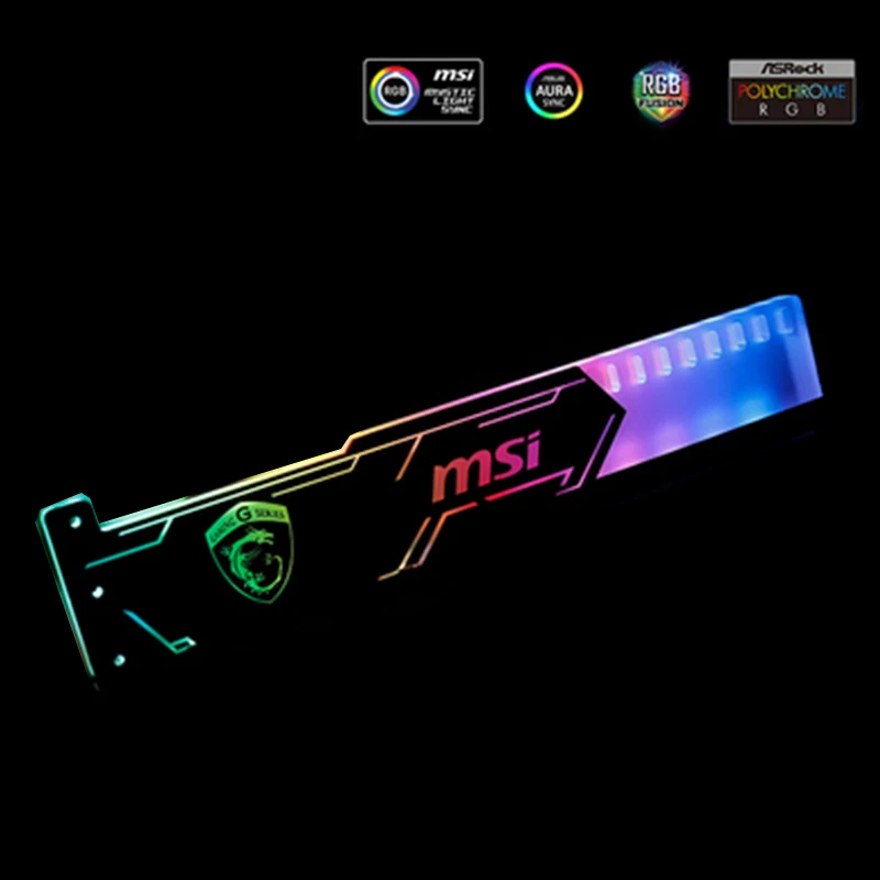 MSI Графика карты Поддержка GPU держатель кронштейн акриловая лазерная гравированная 5V 3PIN ARGB/RGB VGA рамка NVIDIA ROG ASUS Gigabyte AURA SYNC - Цвет лезвия: MSI