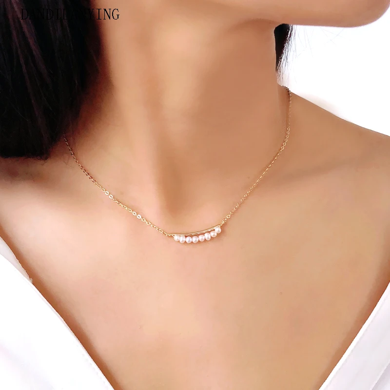 2019 new popular cross collarbone chain S925 pure silver freshwater pearl necklace business | Украшения и аксессуары