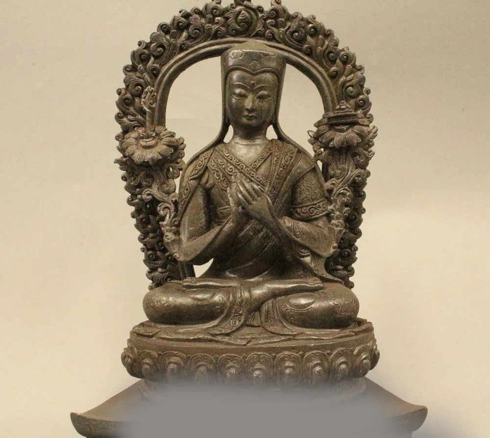 11 &quotТибет Тибетский Буддизм Бронзовый Сиденья Je Цонкапа Статуя Будды Скульптура