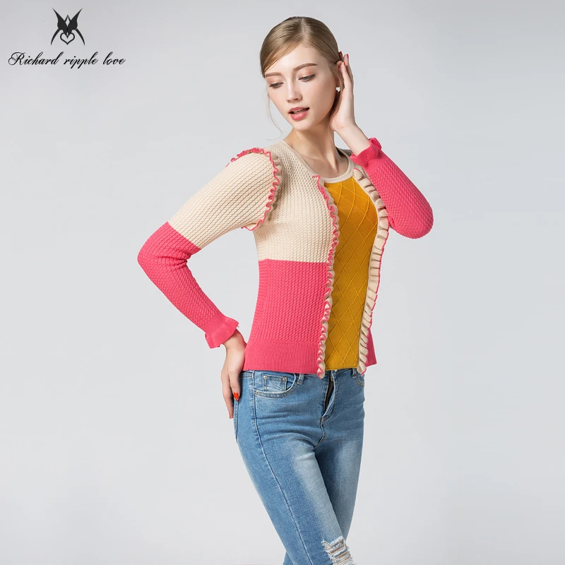 Новинка Женские Акрил пуловеры свитеры осень точка вышитые лоскутное Свитеры с