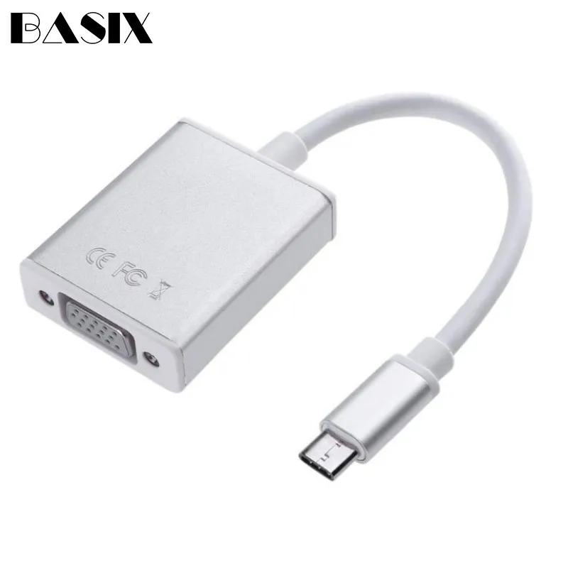 Basix USB C VGA адаптер 3 1 Type Female кабель для нового Macbook 12 дюймов Chromebook Pixel Lumia 950XL|Кабели