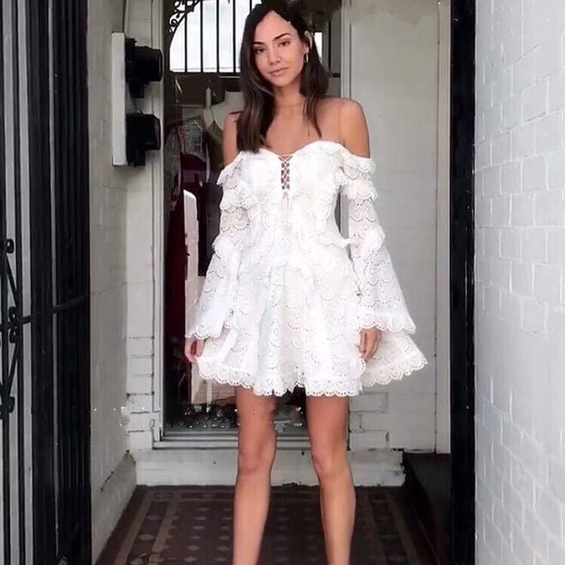 Женское платье с круглым вырезом INDRESSME Сетчатое трапециевидной формы длинными