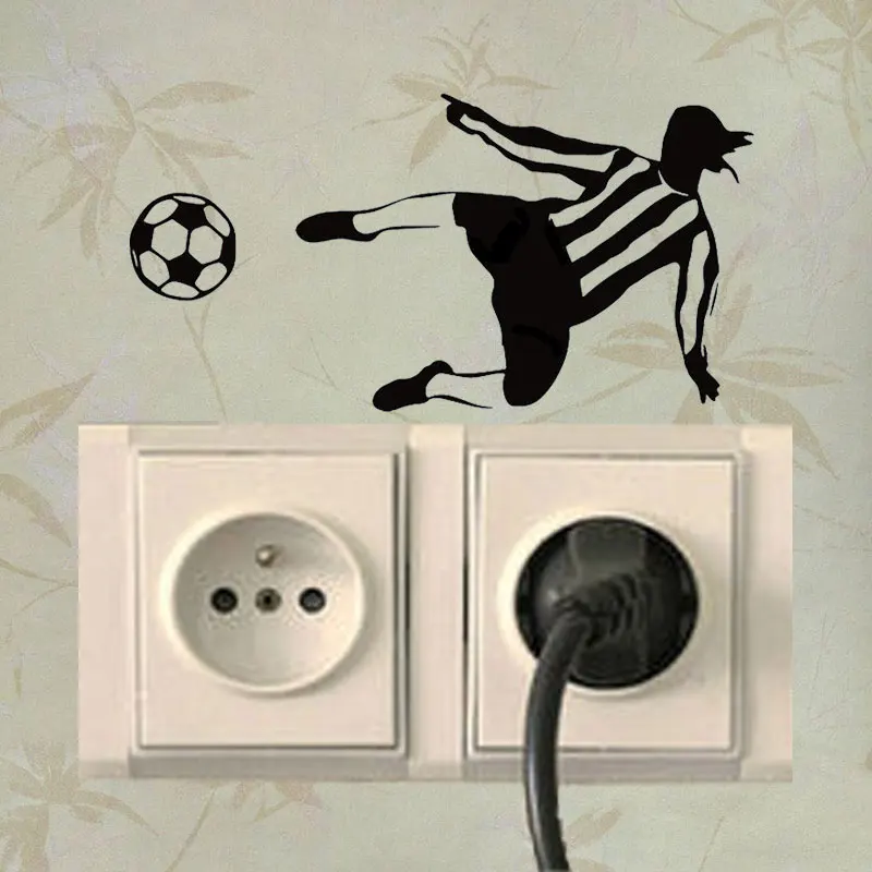 YJZT Football Player Goalkeeper Kicking Soccer Switch Sticker Cartoon Vinyl Wall Stickers Home Decor 8SS2360 | Дом и сад