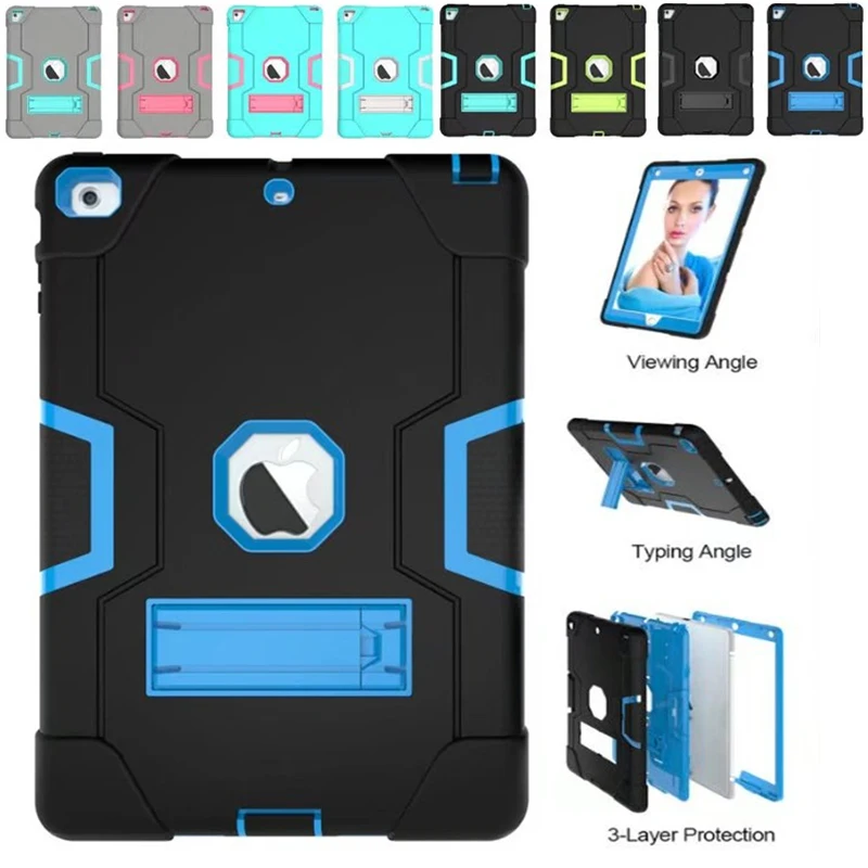 

Tablet Case for iPad Air Extreme Heavy Duty Shockproof Rubber Cover with Stand Hard Cover Case for iPad Air 9.7 inch