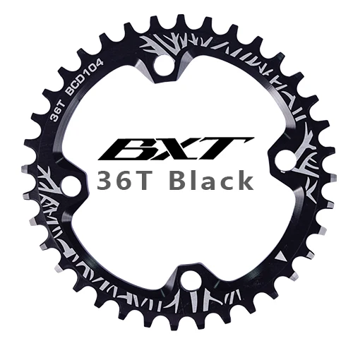 36T black BXT велосипедная кривошипа 104BCD круглая форма цепное кольцо велосипедная цепь 32 T/34 T/36 T/38 T MTB велосипедная Кривошип алюминиевая Одиночная пластина - Цвет: 36T black
