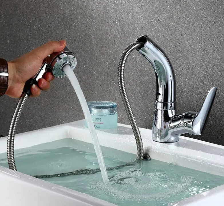 

Hot Sale lift up and down Flexible Pulling Multifunction brass faucet