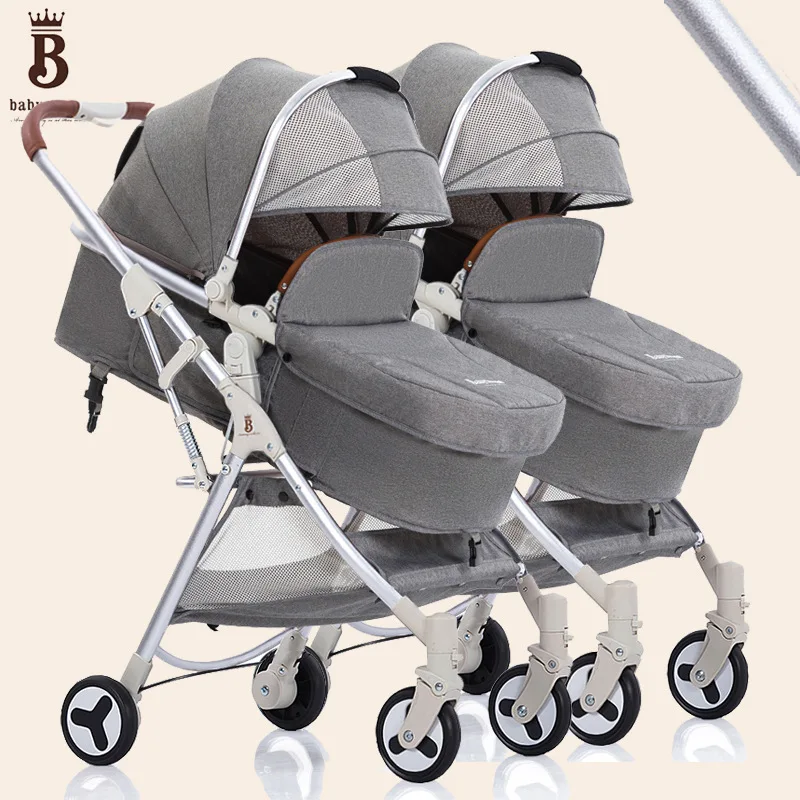 

High landscape twin stroller can split the wheel shock absorber to sit and lie lightweight easy folding