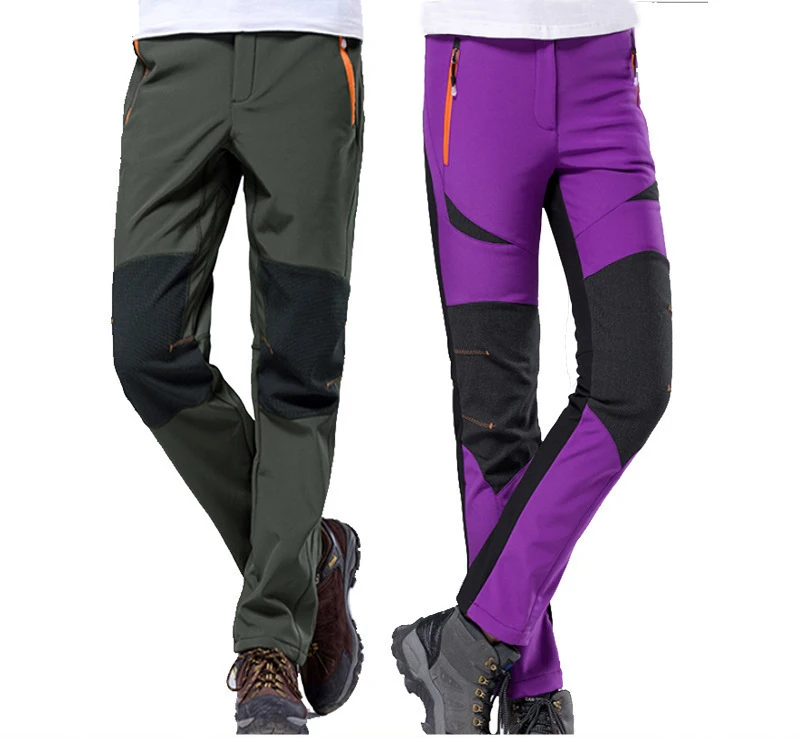 Зимний отдых Пеший Туризм Открытый Спорт Soft Shell Брюки для девочек Теплые