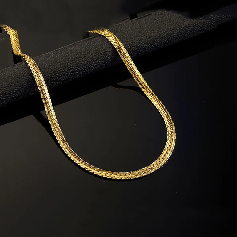 

Hip Hop Mens Lace embossing Herringbone Chain Necklace Jewelry Long Necklace For Men Gold Color Chunky Hippie Rock Necklace