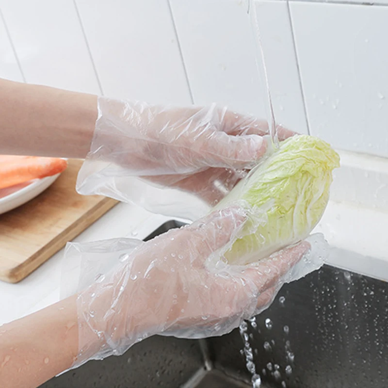 Распродажа 100 шт./компл. одноразовые кухонные перчатки для столовой прозрачные