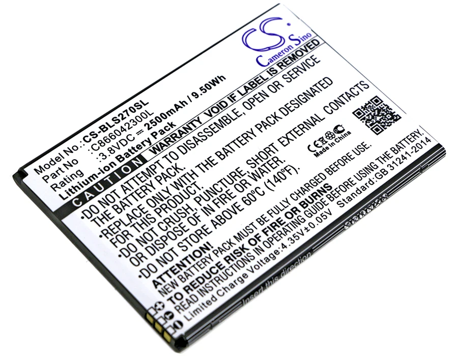 Аккумулятор Cameron Sino 2500 мАч C866042300L для BLU S270Q Studio C 8 8|2500mah battery|cameron sinobattery 2500mah |