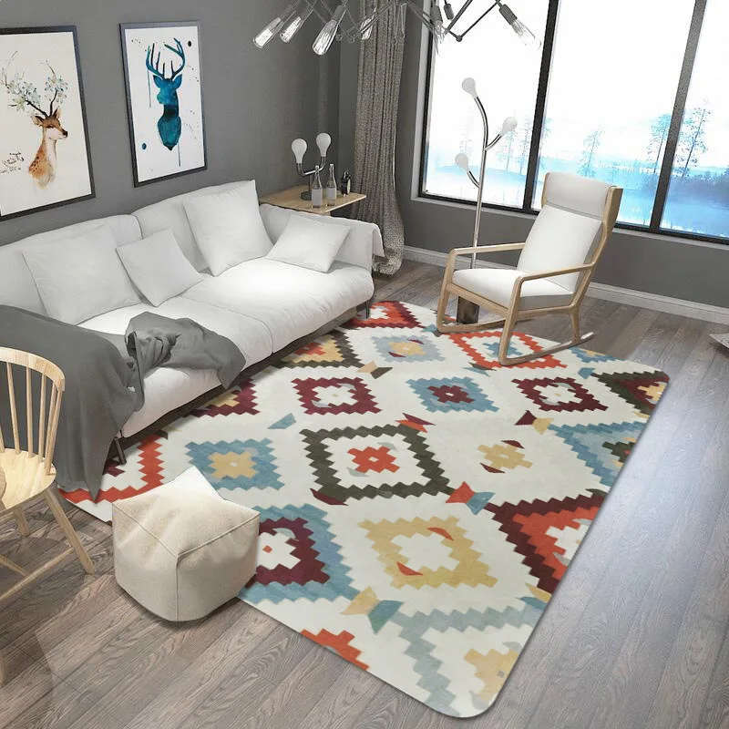 Simple Style Area Rug Mat Geometrical Rhombus Crystal Velvet Carpet for Living Room Rectangle Table Anti Slip Floor | Дом и сад