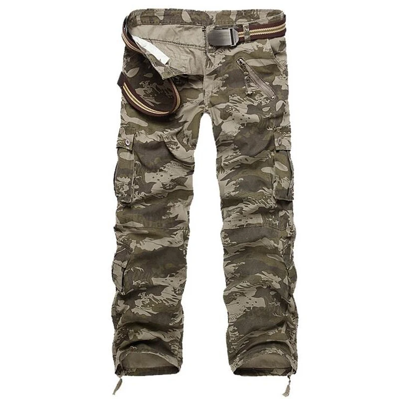 Men Tactical Military Pants Male Casual Multi-pockets Overalls Loose Style Trousers Mens Fashion Cargo Outwear Camouflage | Мужская