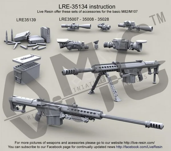 В наличии реальная смола Φ 1/35 Barrett M107A1 .50 Калибр снайперская винтовка дальнего