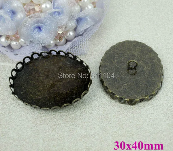 30x40 мм Пустой Овальный полый кружевной ободок Камея Кабошон основы настройки