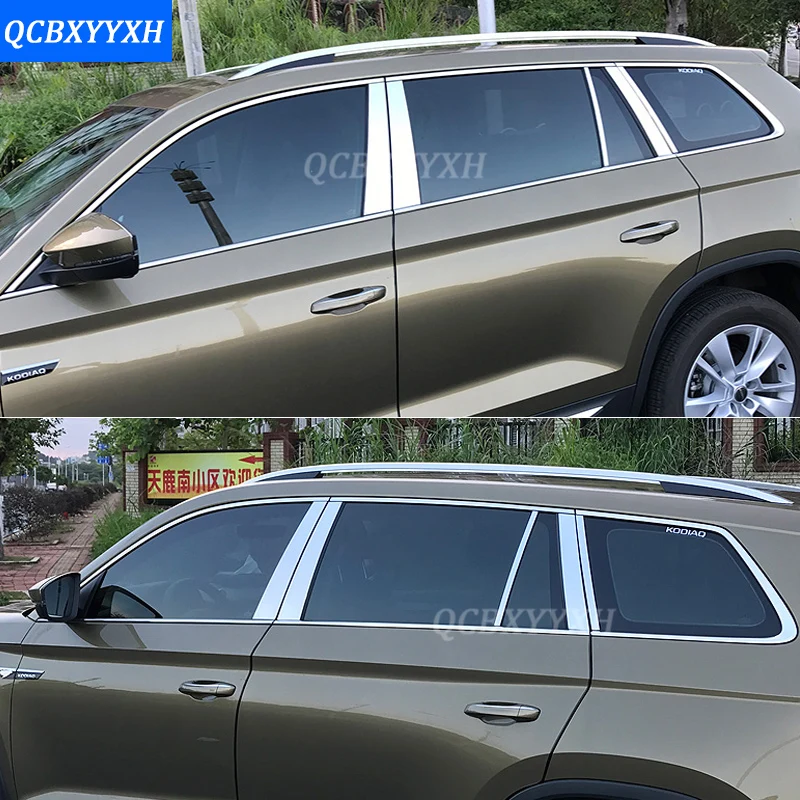 Автомобильный Стайлинг из нержавеющей стали, декоративные блестки для Skoda Kodiaq, полностью оконные хромированные Чехлы для автомобиля, хромированный стиль