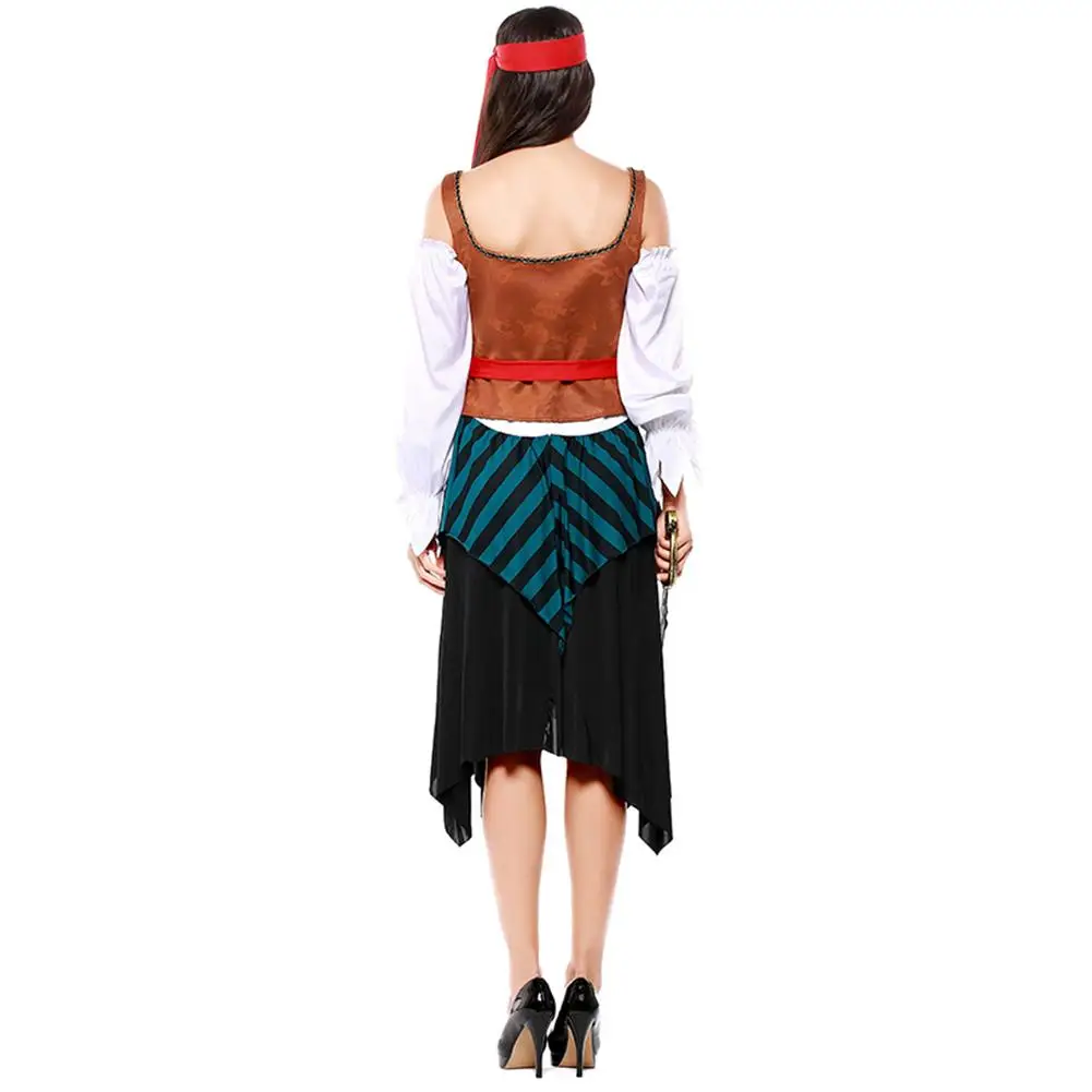 Производительность Театральный Костюм в полоску Pirate экипажа Хэллоуин для