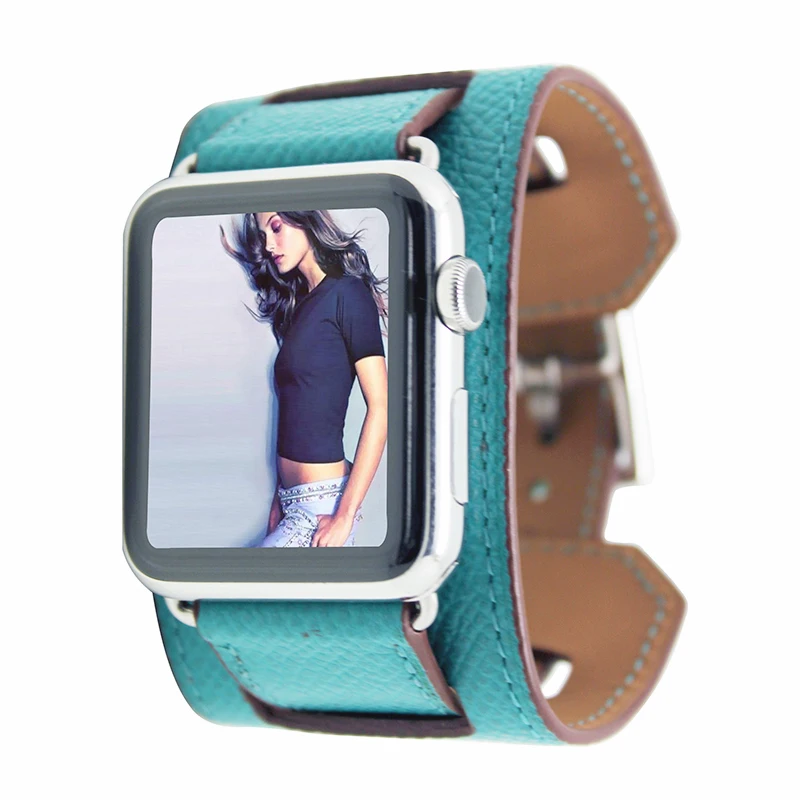Роскошный классический браслет для Apple Watch 42 мм 38 мм ремешок из натуральной кожи ремешок для iwatch 40 мм 44 мм группа серии 4 3 2 1 - Цвет ремешка: Peacock Green