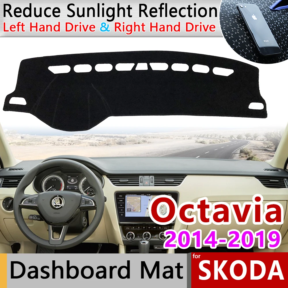 Для Skoda Octavia 3 A7 MK3 5E 2014 ~ 2019 Противоскользящий коврик на приборную панель