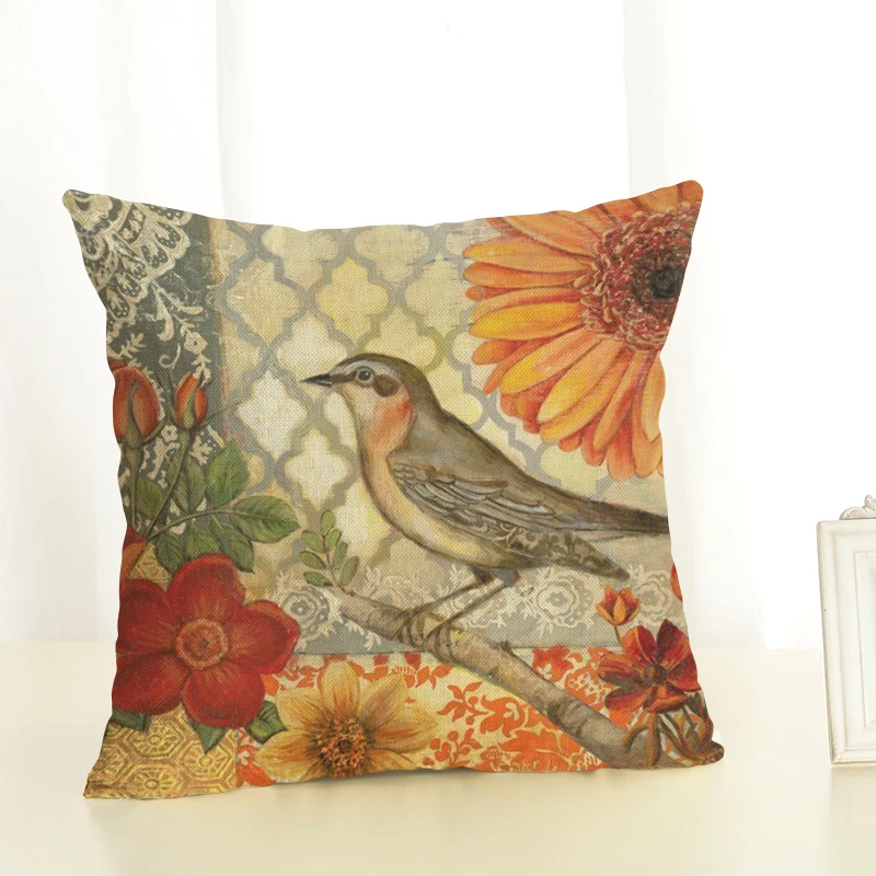 2017 новое поступление Ретро Чехол для подушек с изображением птиц декоративная