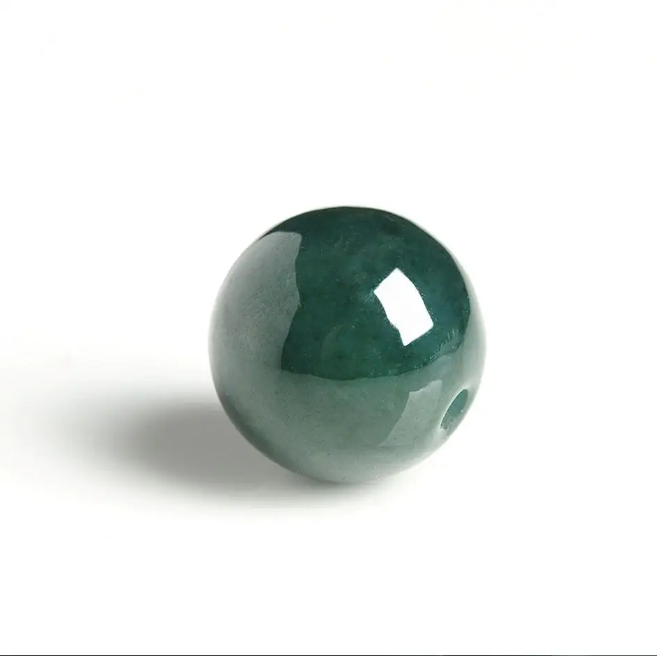 Прекрасный сорт натурального масла зеленый нефрит Jadeite 14 мм свободные бусины DIY