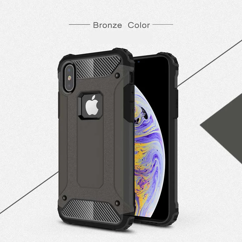 Bronze Гибридный жесткий чехол XSDTS для iPhone X, XR, XS, Max, 7, 8, 6 Plus, 6 S, 5, 5S, SE, противоударный чехол, чехол для телефона, чехол - Цвет: Bronze