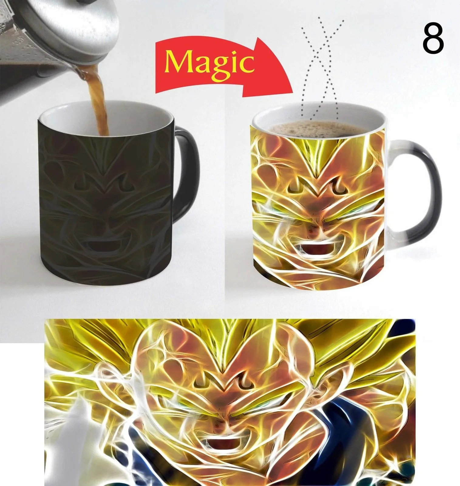 Волшебная кружка Dragon Ball Z с изменением цвета керамическая для кофе и чая 11 унций в