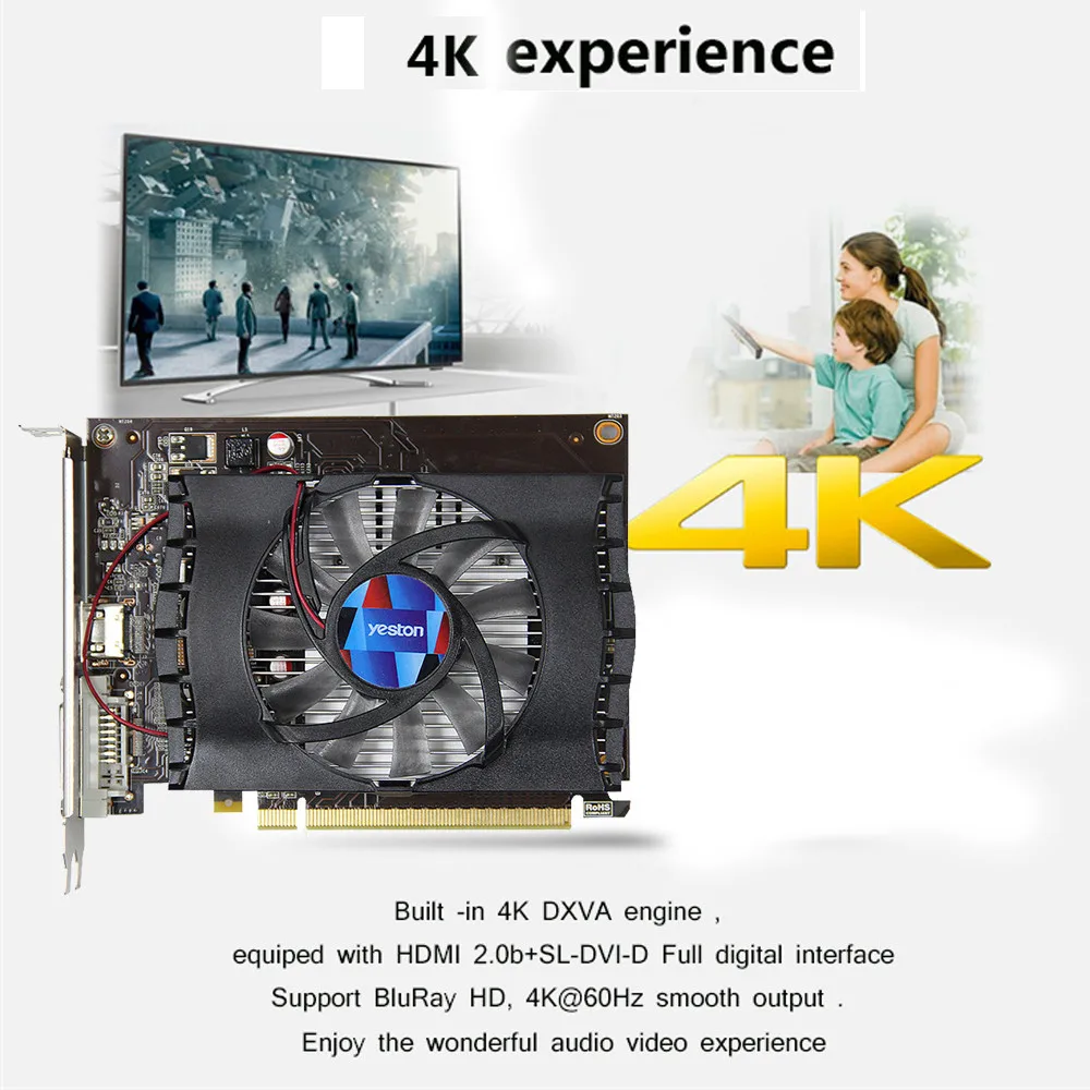 Игровые видеокарты GT1030 Geforce Fan GPU 2G GDDR5 64 бит 4K HDMI DVI| |