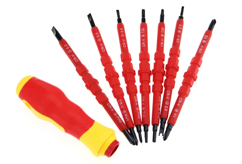 Набор из 14 магнитных отверток с двойными головками под слот/гекс/Филипс/треугольник для бытовых инструментов.