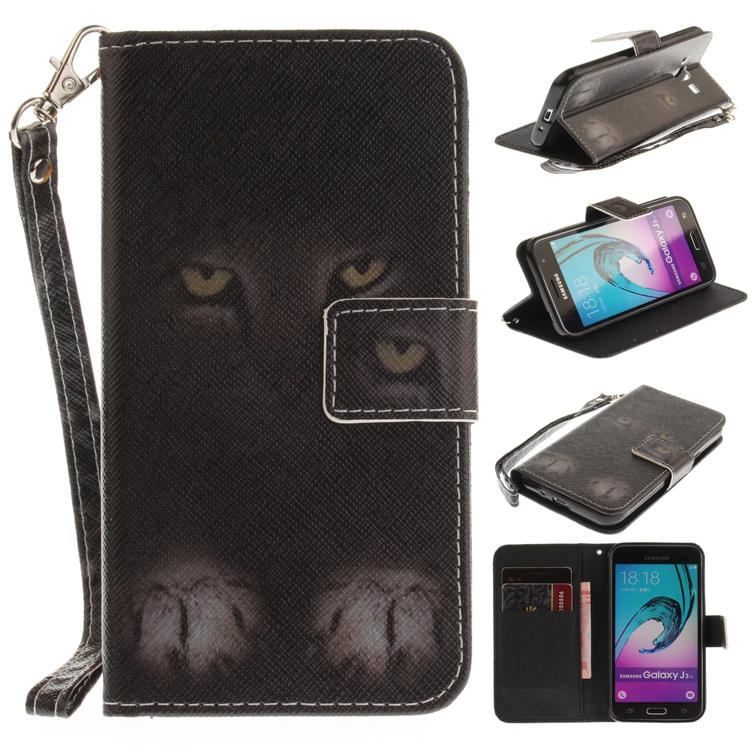 Flip Case For Samsung Galaxy J3 2016 J320 J 3 320 Phone Leather Cover SM-J320 SM-J320F SM J320H J320F J320p J320Fn J320F/DS | Мобильные