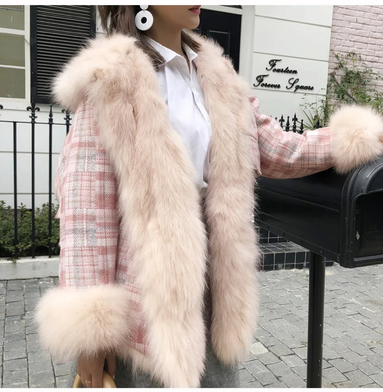 OFTBUY 2019 роскошная зимняя куртка для женщин парка из натурального Лисьего меха