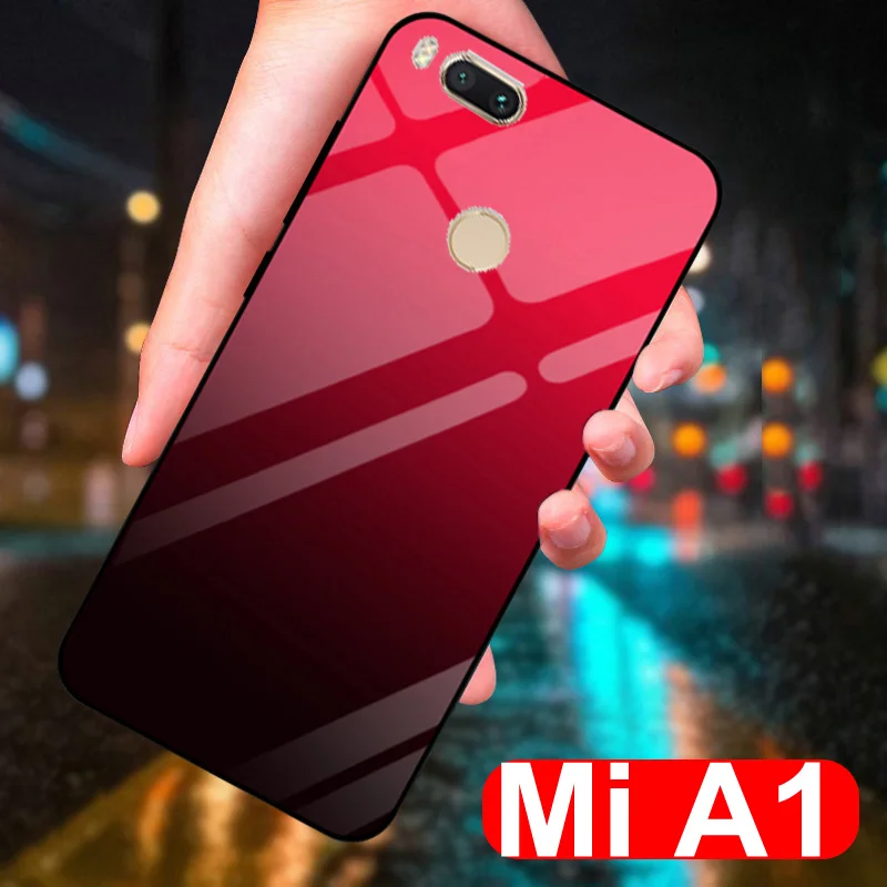 Чехол 5 дюйма для xiaomi mi A1 однотонный чехол из закаленного стекла телефона miA1 с