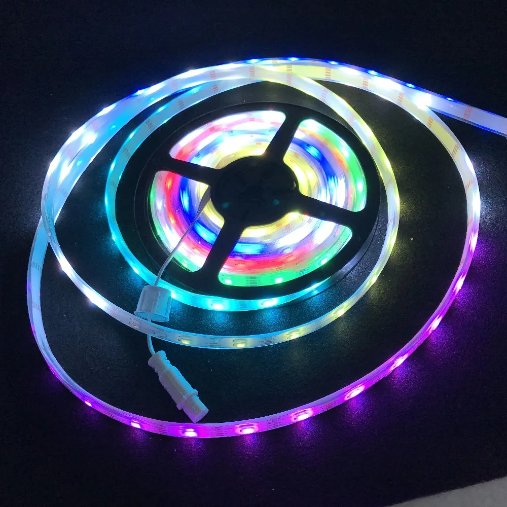 30 светодиодный s/m; 5 м WS2815 DC12V Addressable RGB 5050 светодиодный полосы; заполнение эпоксидной смолой в трубке; IP68; белая печатная плата; с 2 м xсоединительным хвостом