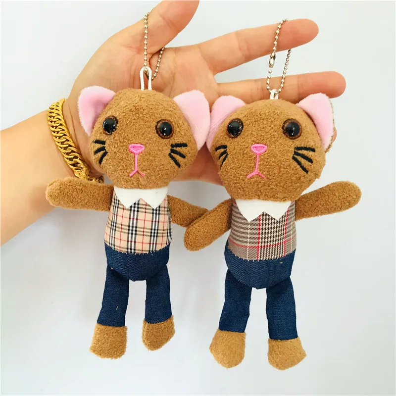 1 шт. 16 см Kawaii клетчатая одежда бант мишки кошка плюшевые игрушки мягкие животные