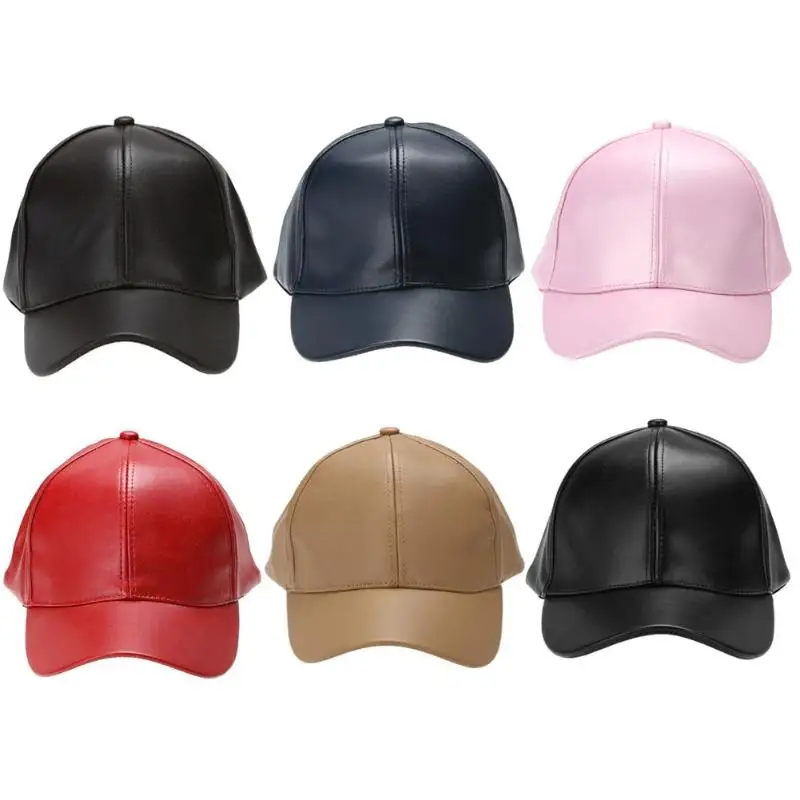 

Fashion PU Leather Baseball Cap women men solid color Snapback Outdoor Sport Adjustable Hats Sports caps gorras hombre бейсболки