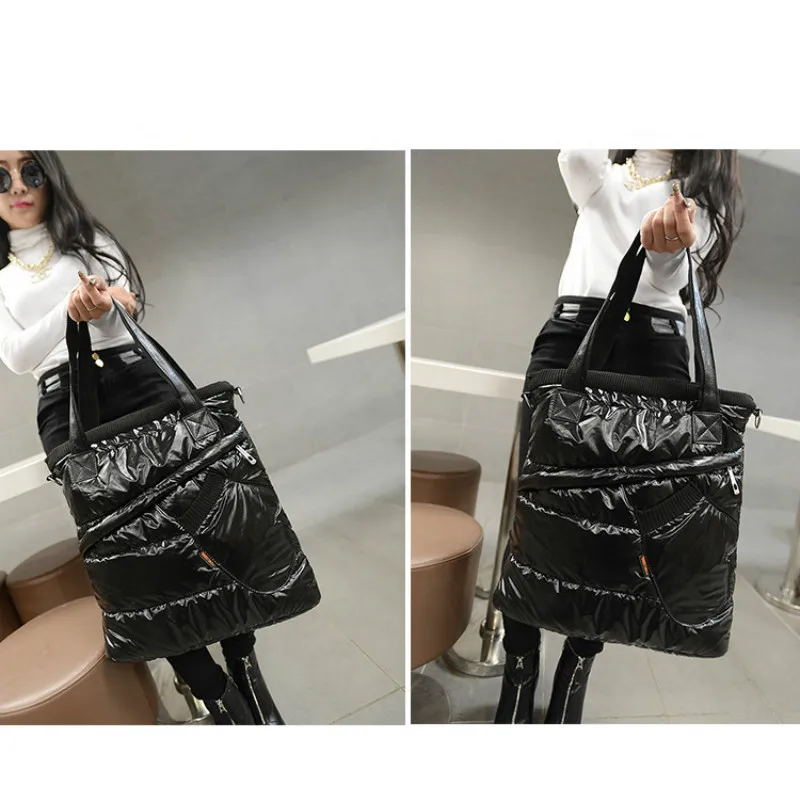 Женская сумка тоут из искусственной кожи черная однотонная на плечо подарок день