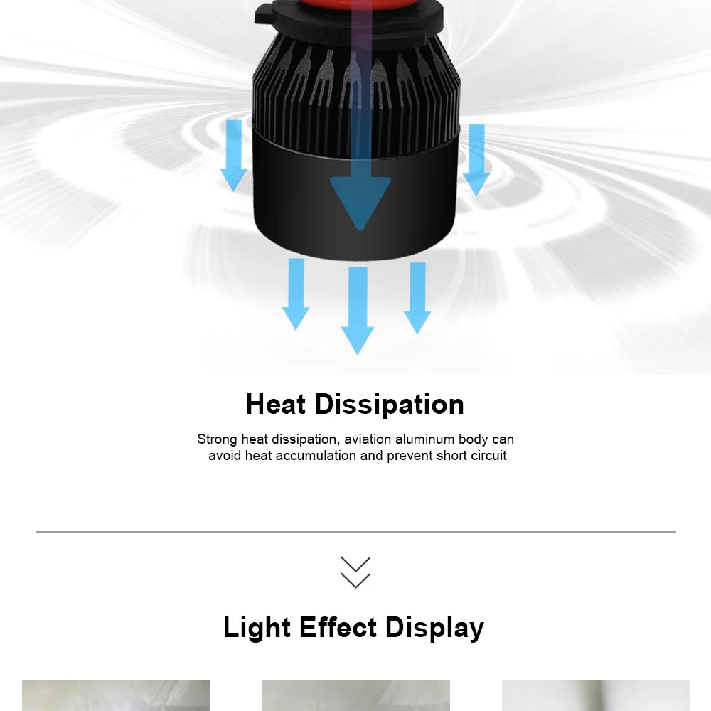 Roadsun авто аксессуары C6 головной светильник светодиодный H7 H4 H1 H11 9005 9006 HB4 HB3 светодиодный светильник лампы 7200LM 6000K 72W фары для автомобиля Тюнинг светильник Инж