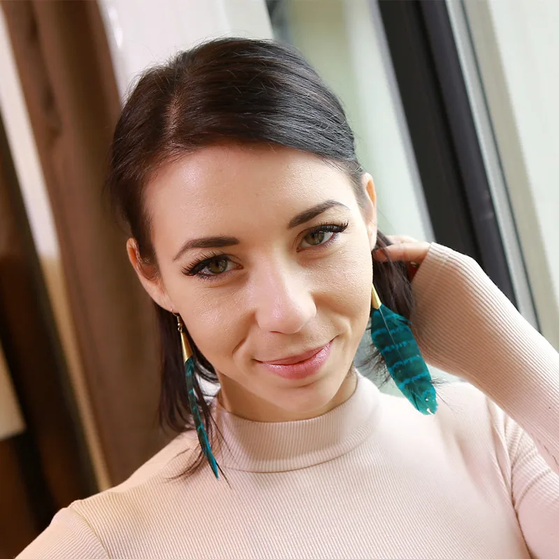 2019 новые очаровательные серьги из сплава ручной работы с перьями Boho Этнические