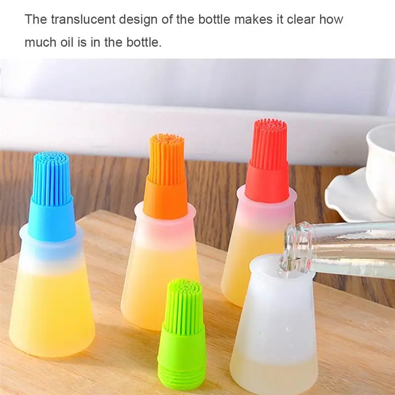 High Quality Portable Flapjack BBQ Brushes Basting Silicone Baking Kitchen Oil Bottle Temperature |