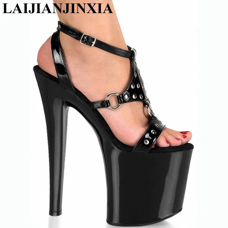 

LAIJIANJINXIA New Rivet high-heeled shoes sexy princess performance shoes 20cm Punk shoes 8 Inch Heel High Platform Shoes Pumps