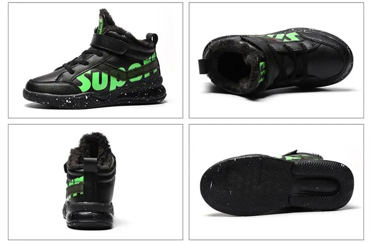 Winter Children Sneakers New Velvet Martin Boots Elastic Band Kids Casual Shoes Boys Girls Snow Boots Plush Fashion Boots