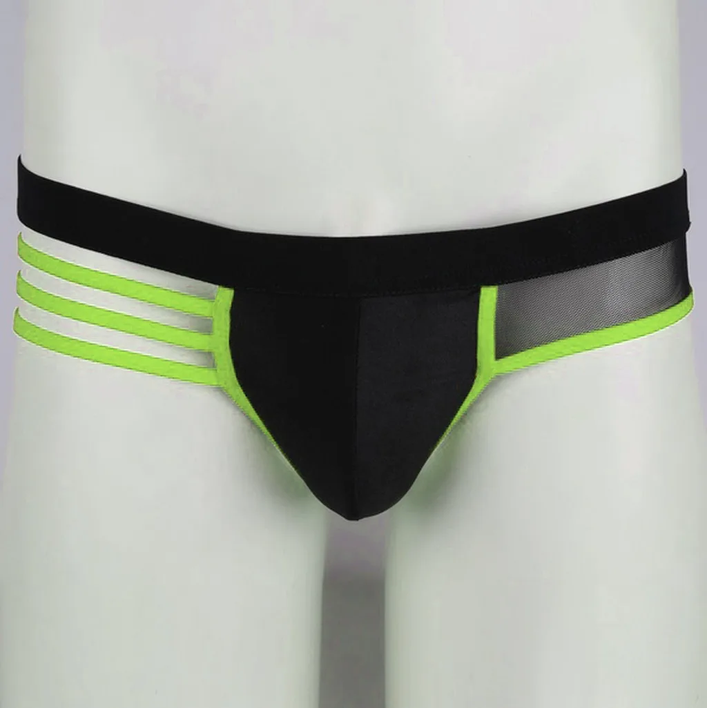 mens thongs and g strings Hollow-out Strap Underwear One Size Mesh Backless sexy transparent panties d90612