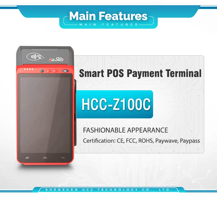 Мобильный POS термопринтер PCI EMV Android Ручной Wi-Fi 4G терминал беспроводной Bluetooth QR сканер штрих-кода Бесплатный SDK Z100