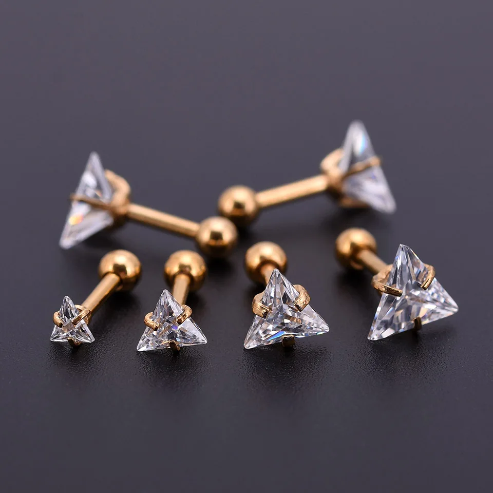 5 Шт. Золото Циркон Кристалл Круглый Шар Язык Губ Бар Кольцо Из Нержавеющей Стали