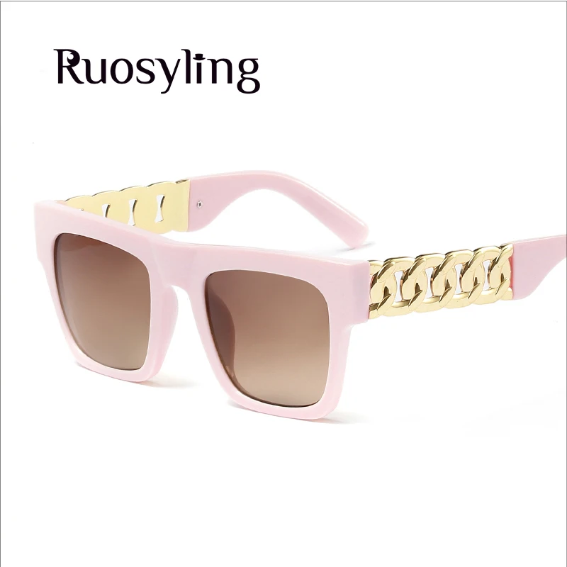 Ruosyling, трендовые женские солнцезащитные очки, UV 400, большая оправа, большие тени для женщин, темные солнцезащитные очки, квадратные, роскошные пляжные солнцезащитные очки - Цвет линз: C3 Pink