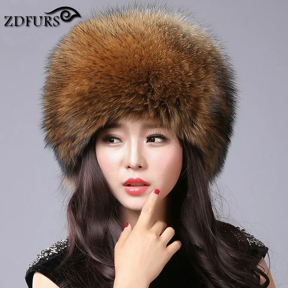 ZDFURS* Новые Модные женские зимние шапки из лисьего меха женские шапки из серебристого лисьего меха монгольская шапка купольная ZDH-161013