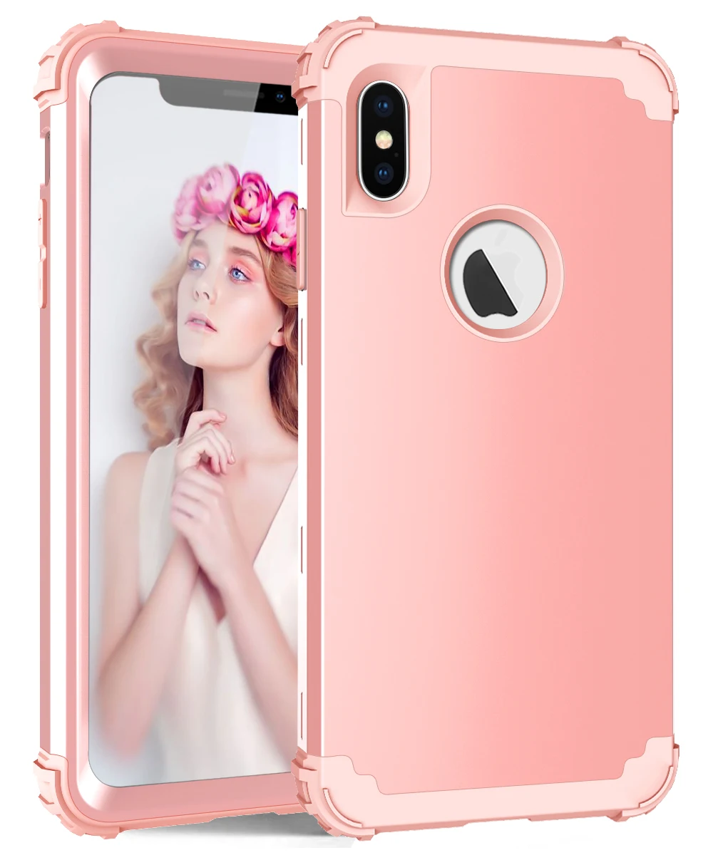 Противоударные чехлы для телефонов для iPhone X XS Max XR, гибридный мягкий силикон и Жесткий Поликарбонат, полный корпус, Защитный Прочный чехол для iPhone 8 Plus